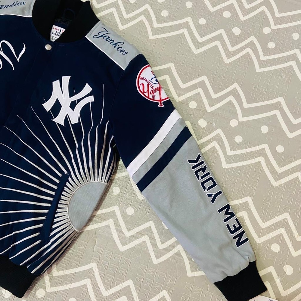 Vintage retro Ny New York Yankees embroidered letterman varsity jacket coat - Picture 4 of 13